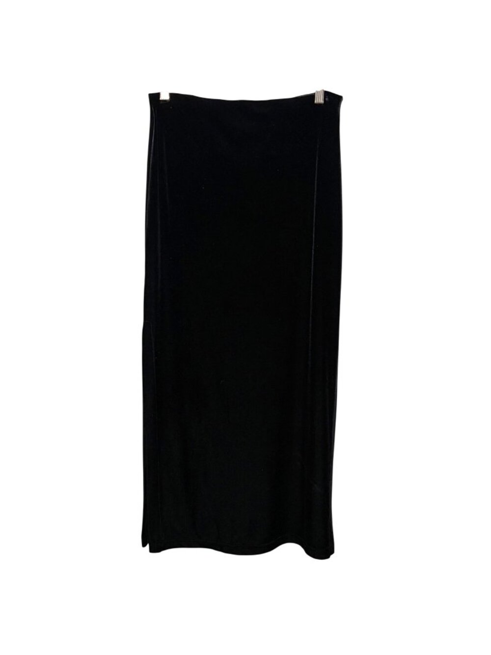 A Byer Black Velvet Y2K Maxi Skirt Medium Pull On Side Slits Emo Goth Steampunk